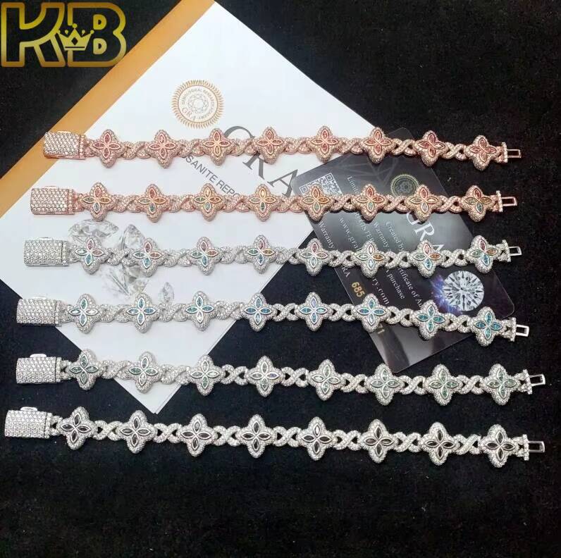 Best Selling Moissanite Diamond 925 Sterling Silver Rhodium Plated Moissanite Bracelet Men Cuban Link Bracelet