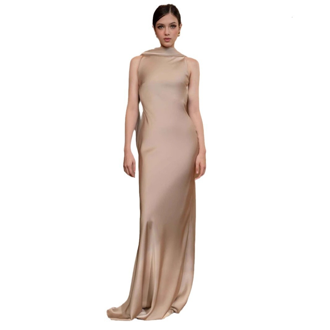 2025 Summer trend New INS Style Elegant Satin Evening Dress European and American Sexy Long Dress New Designer Dress