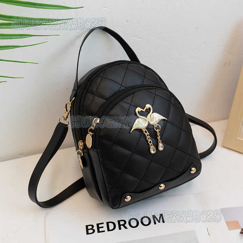 Womens Quilted Embroidery Small Backpack 2025 Autumn Winter New Personality Tassel School Bag Trendy H250804