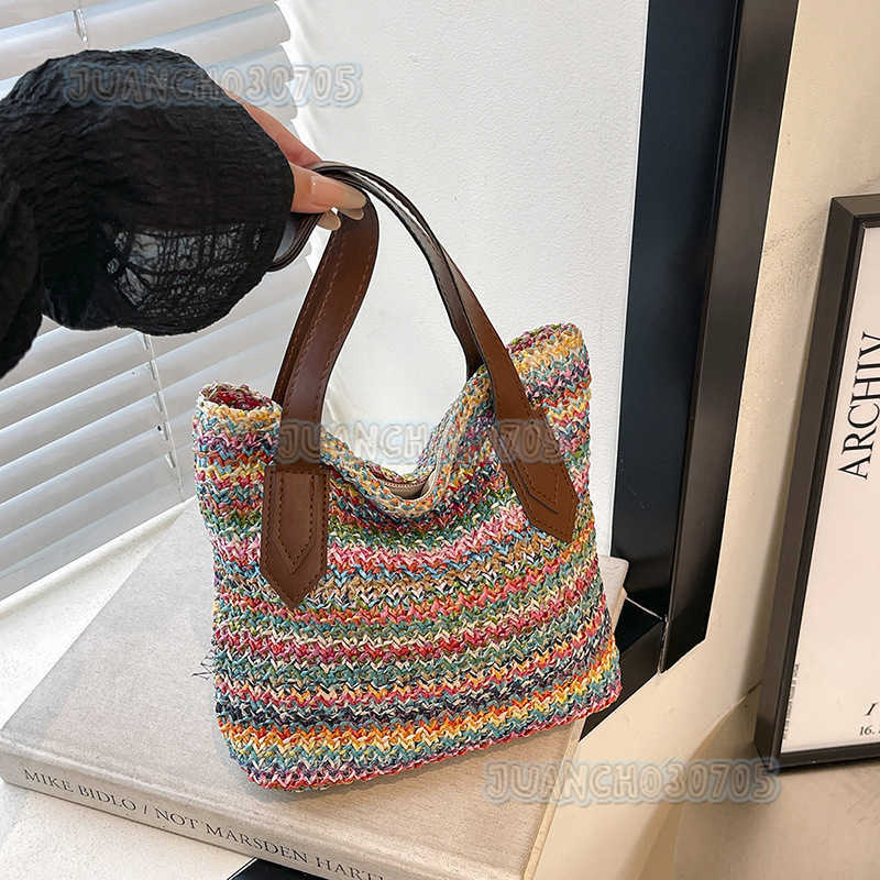 Trendy Large Capacity Straw Bag for Women 2025 New Summer Casual Woven Beach Vacation Shoulder Bag H250804