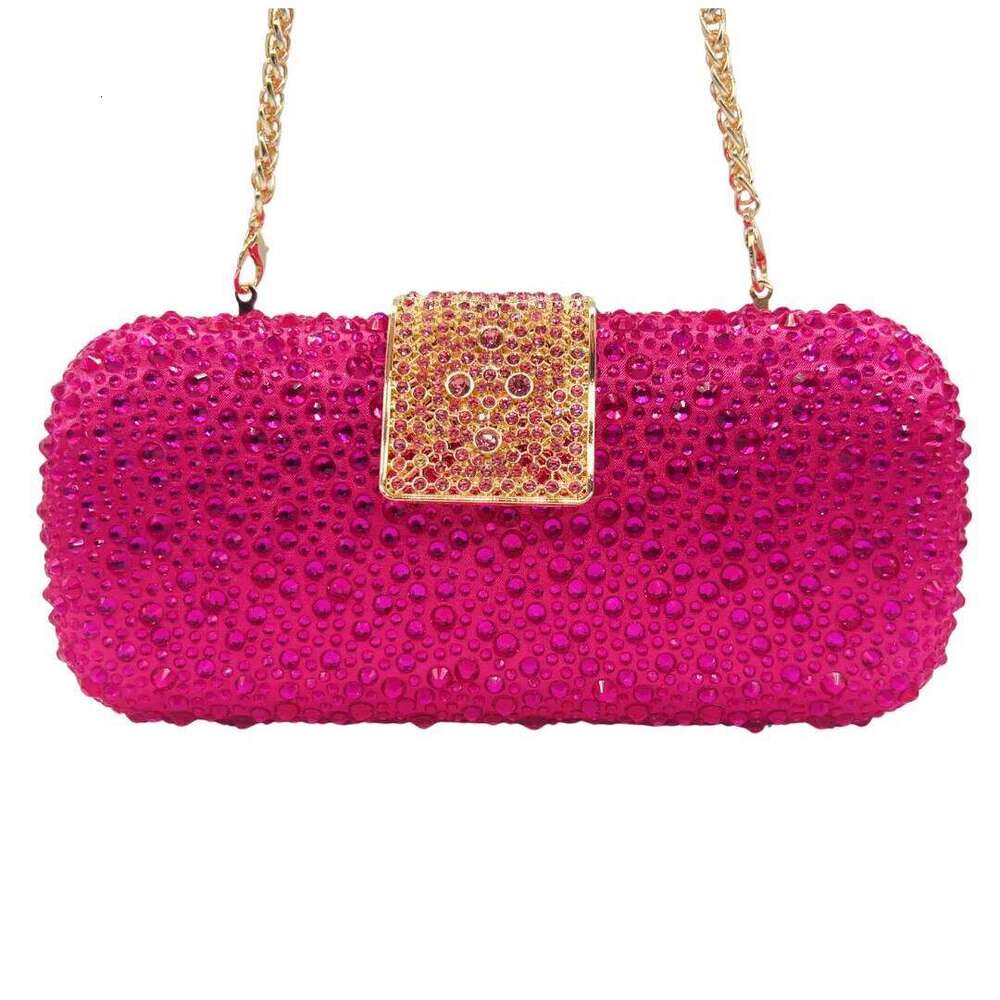 Shining Rhinestones Evening Bag Women Elegant Wedding Bridal Handbags Gold/Rose Red Crystal Party Clutch Purse