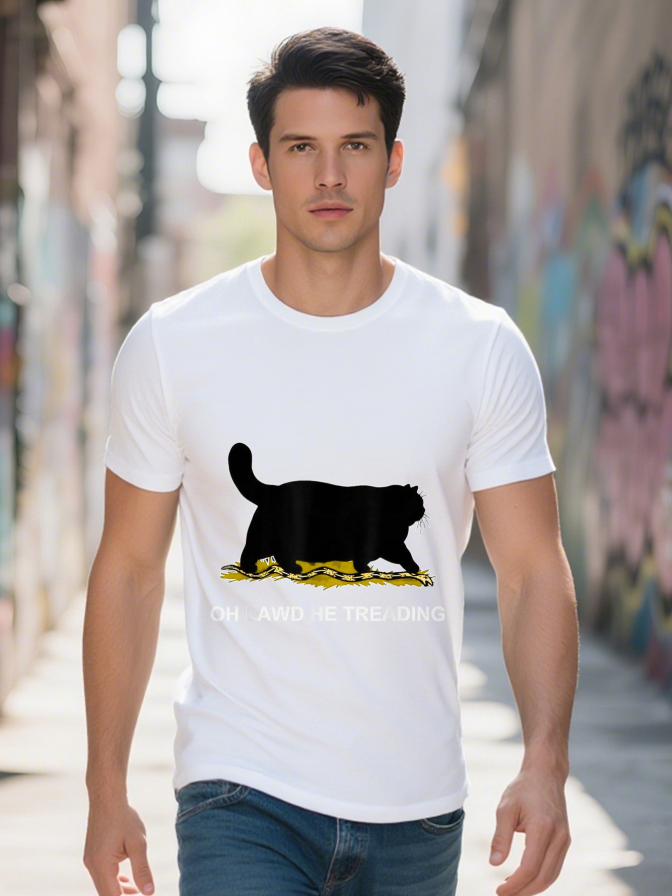 Funny Oh Lawd He Treading Meme T Shirt Cotton be4b4