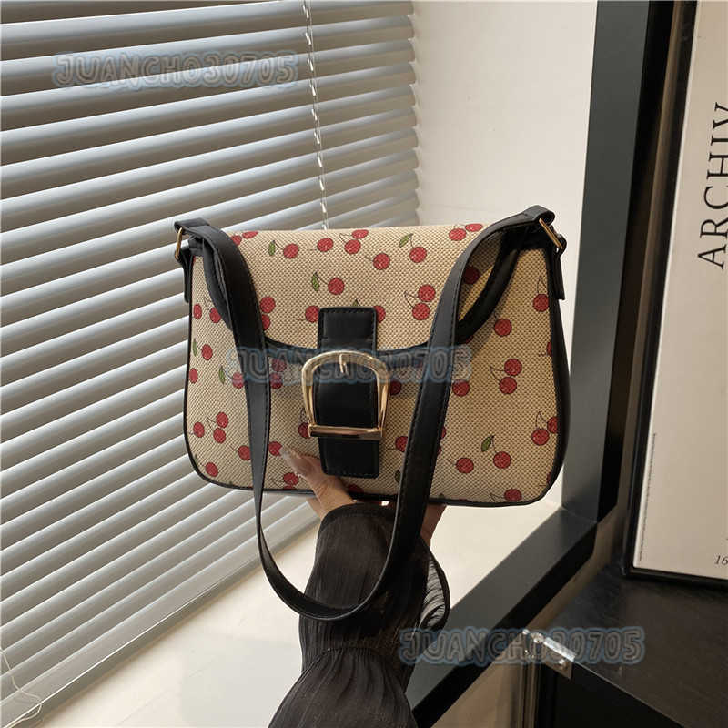 Cherry Print Underarm Bag Small Bag for Women 2025 Summer New Fashion Versatile Underarm Bag Simple Single Shoulder Crossbody H250804