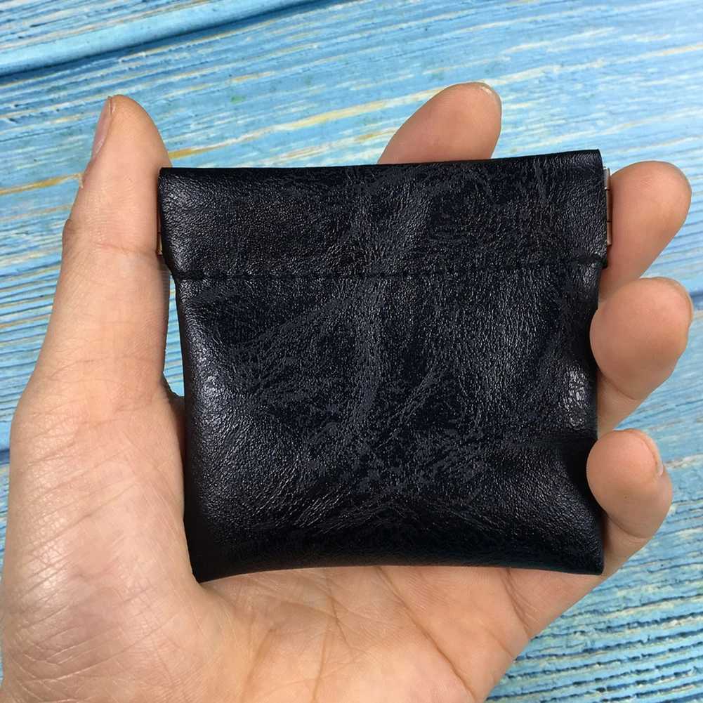 Black Coin Purse PU Leather Wallet Small Earphones Wallet Bag Key Business Credit Card Holder Money Change Pouch Zipper For Men G250802