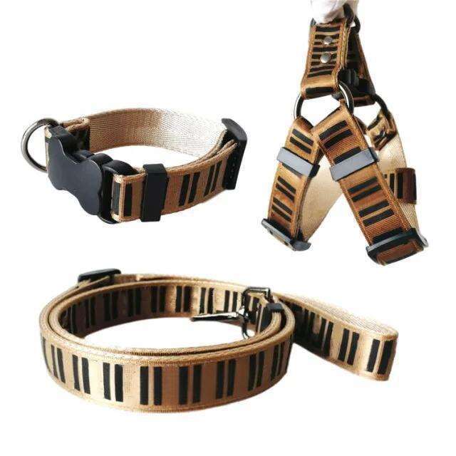 Collars Leashes Set Designer Dog Leash Seat Belts Pet Collar and Pets Chain for Small Medium Large Dogs Cat Chihuahua Poodle Bulldog Corgi Pug Brown F