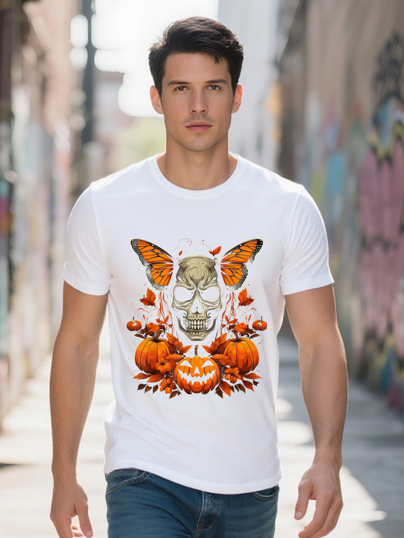 Butterfly Skull Halloween Theme Men S T Shirt G 803b2