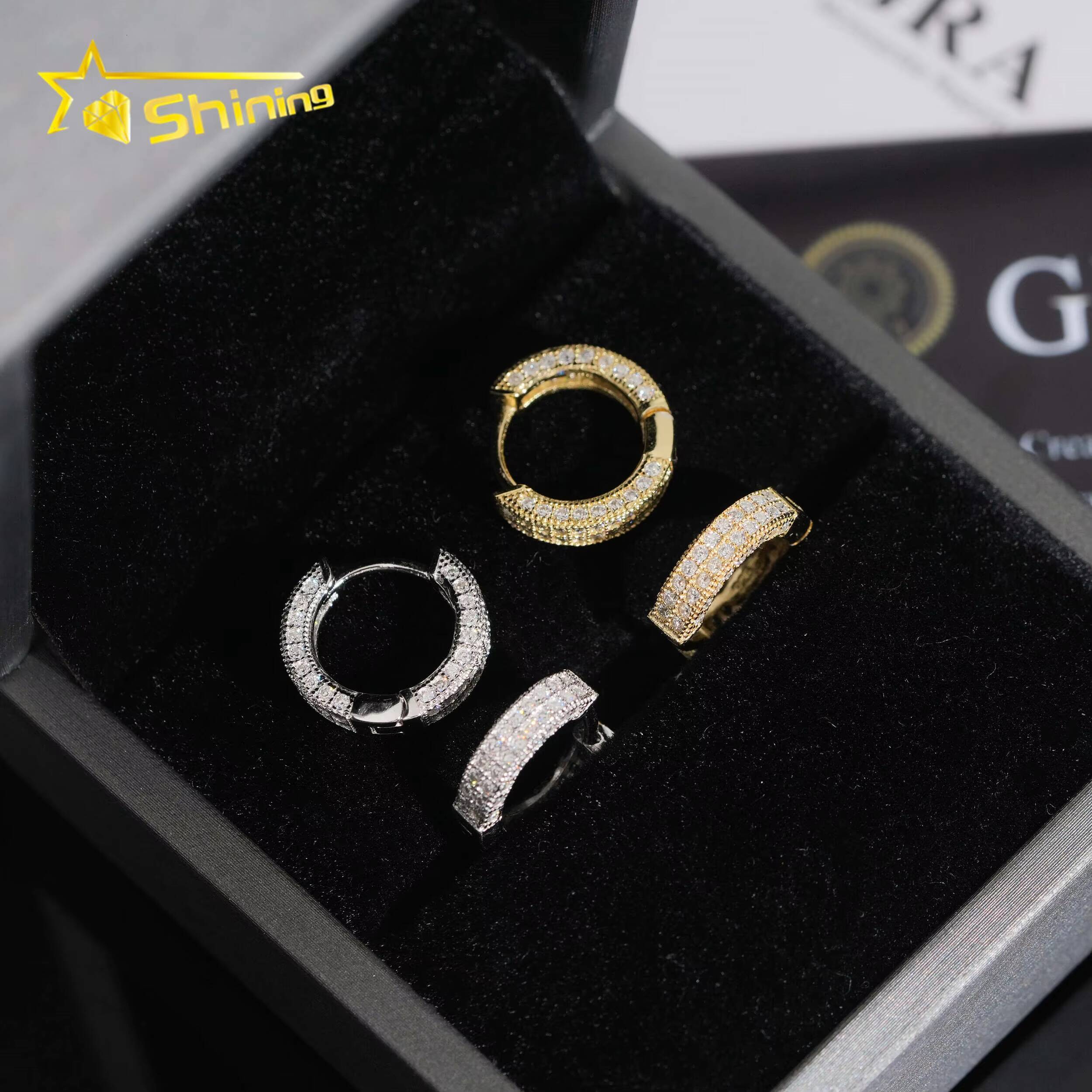 USA Warehouse Fast Shipping Iced Out Sparkling Earrings 925 Sterling Silver Moissanite Diamond Hoop Earring