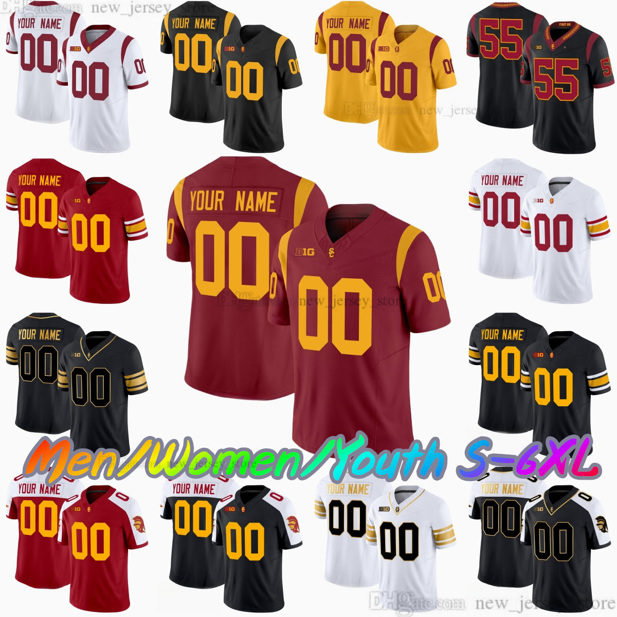 2025 Custom S-6XL USC Trojans Football Jersey 6 Makai Lemon 14 Jayden Maiava 21 Bryan Jackson 4 Woody Marks 5 Reggie Bush 8 Ja'Kobi Lane 13 Caleb Williams Stitched jerseys