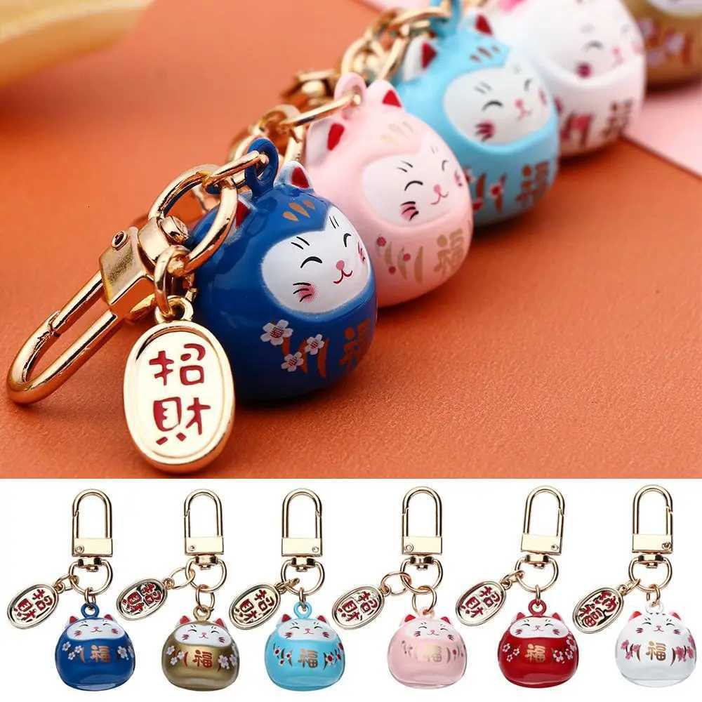 Japanese Cute Lucky Cat Keychains Cartoon Lucky Cat Key Chains Car Bag Charm Ornaments Pendant Keyring Couple Gift G250802