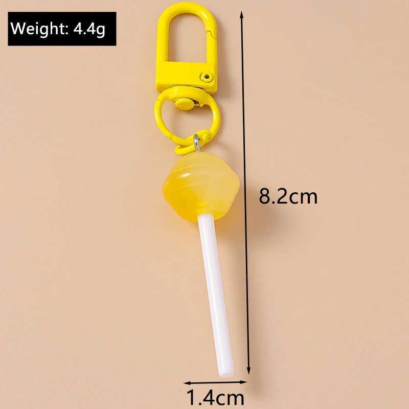 Cute Resin Candy Lollipop Keychain Mini 3D Simulation Food Key Rings for Women Girls Handbag Pendant DIY Kids Jewelry Gifts G250802