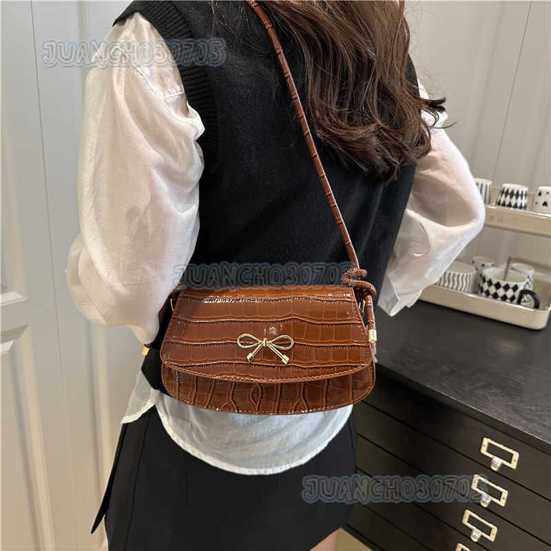 Textured Trendy Solid Color Bowknot Single Shoulder Bag for Women Sweet 2025 New Casual Light Luxury Crossbody Bag H250804