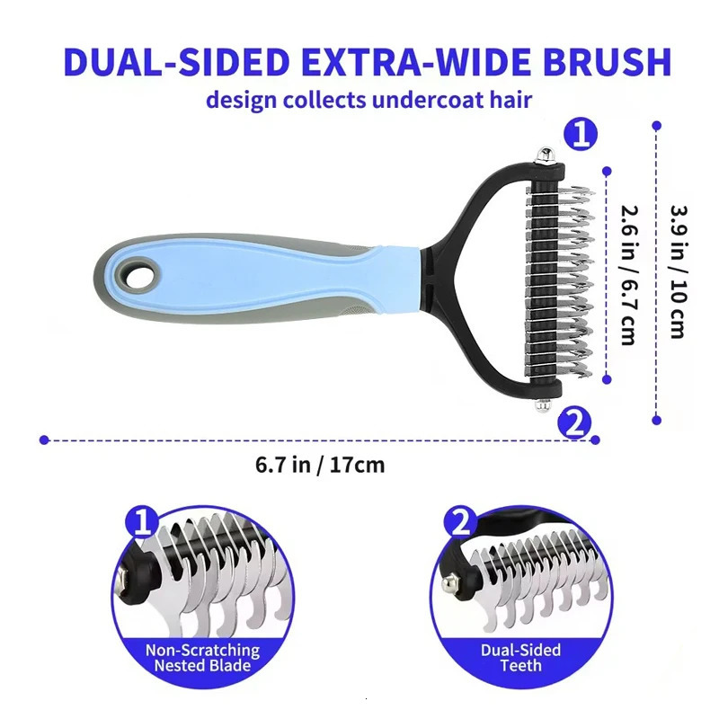 Professional Pet Deshedding Brush Dog Cat Grooming Tool Hair Fur Remover Undercoat Knot Cutter Comb for Puppy Shedding Supplies 250729