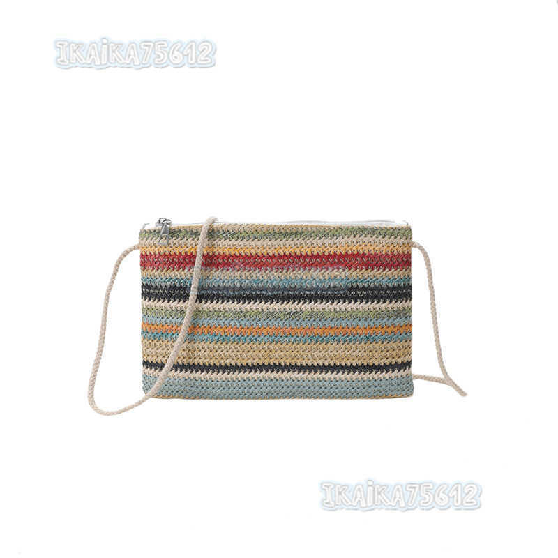 Color-block Straw Bag Envelope Small Bag 2025 Summer New Artistic Woven Fashion Single Shoulder Crossbody Beach Womens Bag H250804