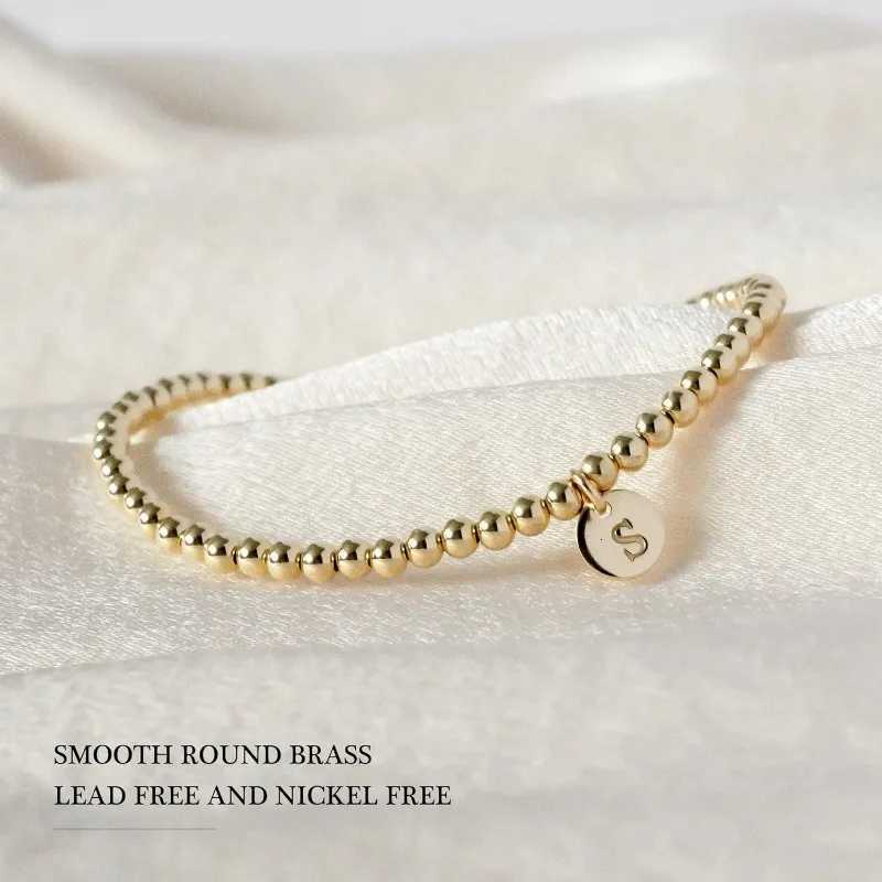 18K Gold Plated Stainless Steel Initial Bracelet for Women Teen Girls Mom - Dainty A-Z Charm Disc Bracelet Jewelry XJ250804