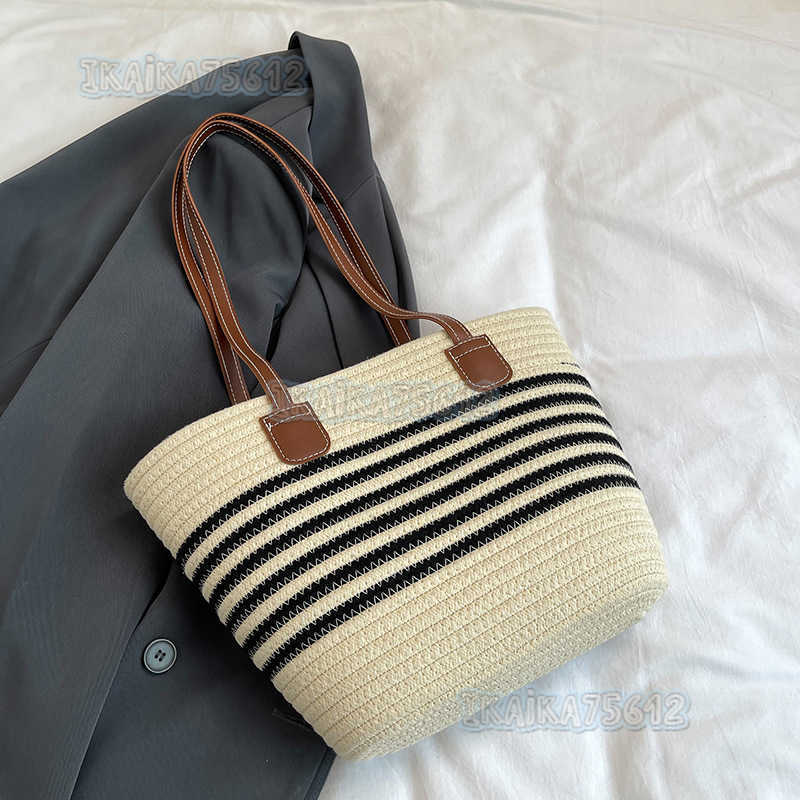 Casual Beach Tote Bag Large Capacity Woven Shoulder Bag Straw Bag for Women Summer Personality Straw Bag Bucket Bag H250804