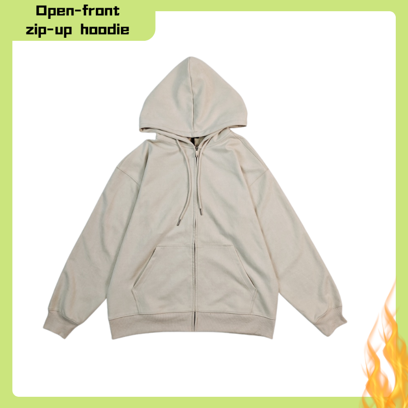 Personalized Autumn Zipper hooded jacket Suede fabric - Cozy Hooded Jacket with Custom Design Options