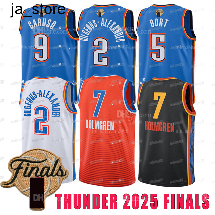 OKC Oklahomas City Shai GilgeousAlexander Thunders 2025 Finals Basketball Jersey Chet Holmgren Caruso Luguentz Dort Jalen Williamjames