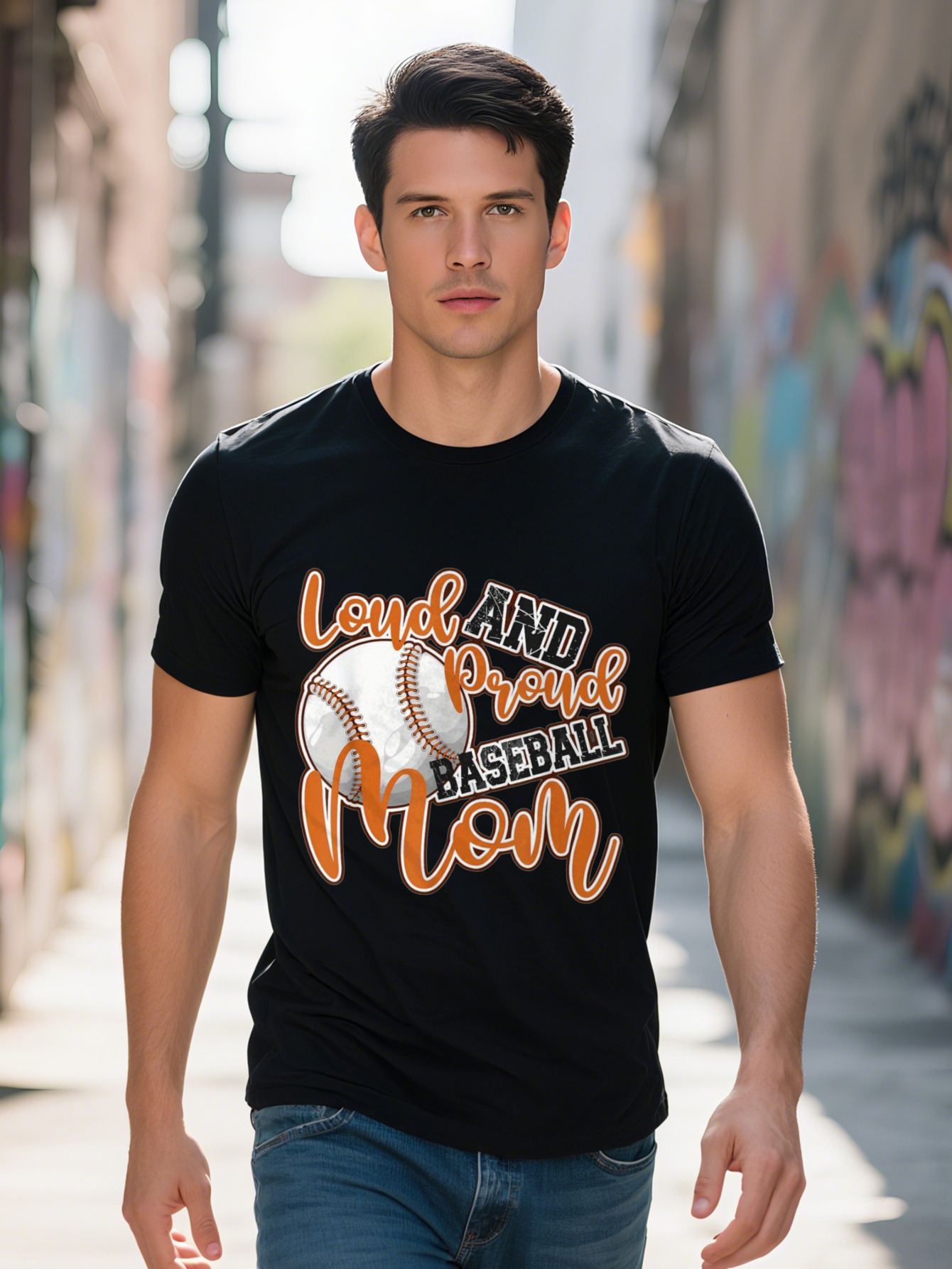 Men S T-shirt g Cotton Loud And Proud Baseball Mom Graphic Tee For Sports Game T Shirt c0fd9