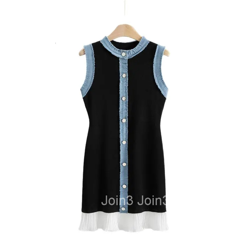 O-Neck Sleeveless Tank Dress for Women Summer New Slim Fit Mid-Length Knitted Base Bodycon Dress