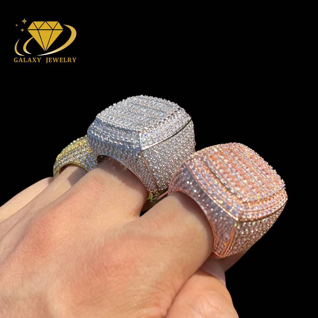 Custom Hip Hop Fine Jewelry Mens Iced Out Ring 925 Sterling Silver Real Vvs Moissanite Diamond Champion Ring for Men