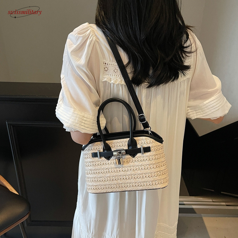 Niche Design Straw for Women, New Elegant Woven Shoulder Bag, Large Capacity Vacation Crossbody Beach Bag swissmilitary