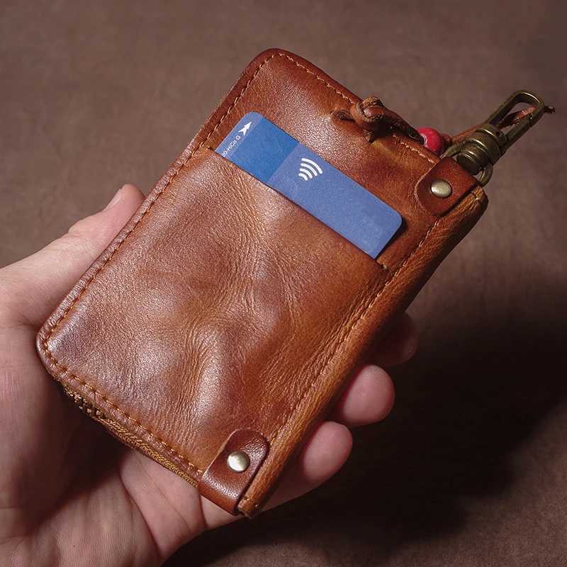 GURO Luxury Brand Genuine Leather Key Bag Multifunctional Waist Hanging Card Holder Coin Purse for Men and Women Car Key Case Organizer G250802