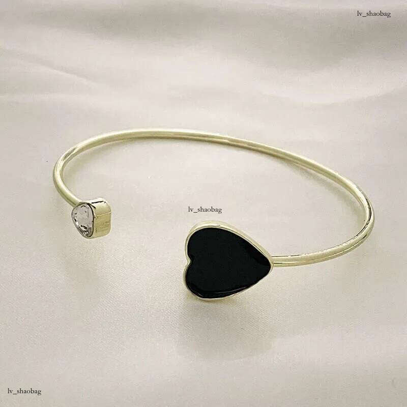 DHCollections Adjustable Heart Bracelet - Trendy Korean-Style Cuff Bangle with Crystal Accents for Women (Red/Black, 8.4g Lightweight)