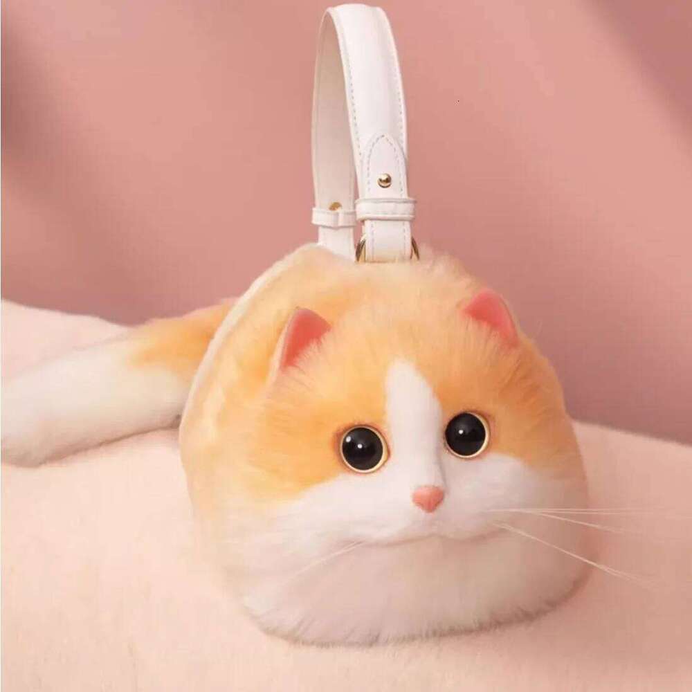 One Shoulder Female Design Small Man Messenger Versatile Hand Made Autumn and Winter Plush Cute Cat Bag