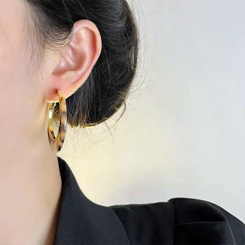 Euro American Leopard Print Hoop Earrings for Women New Trending High End Statement Ear Jewelry Bold Stylish