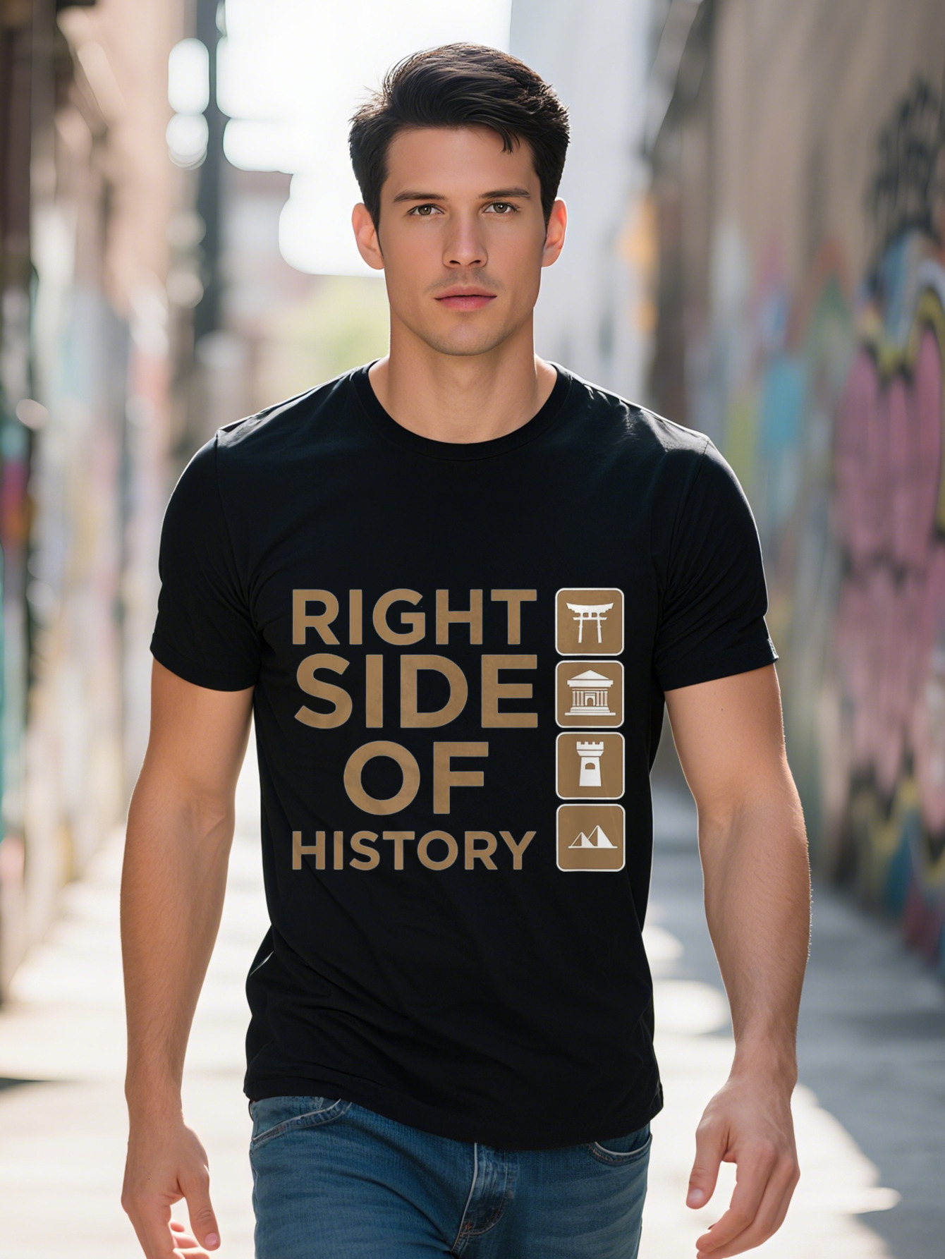 Men s Cotton T Shirt Right Side of History Graphic Tee with Bold Typography Iconic Design Round Neck Short 0d143