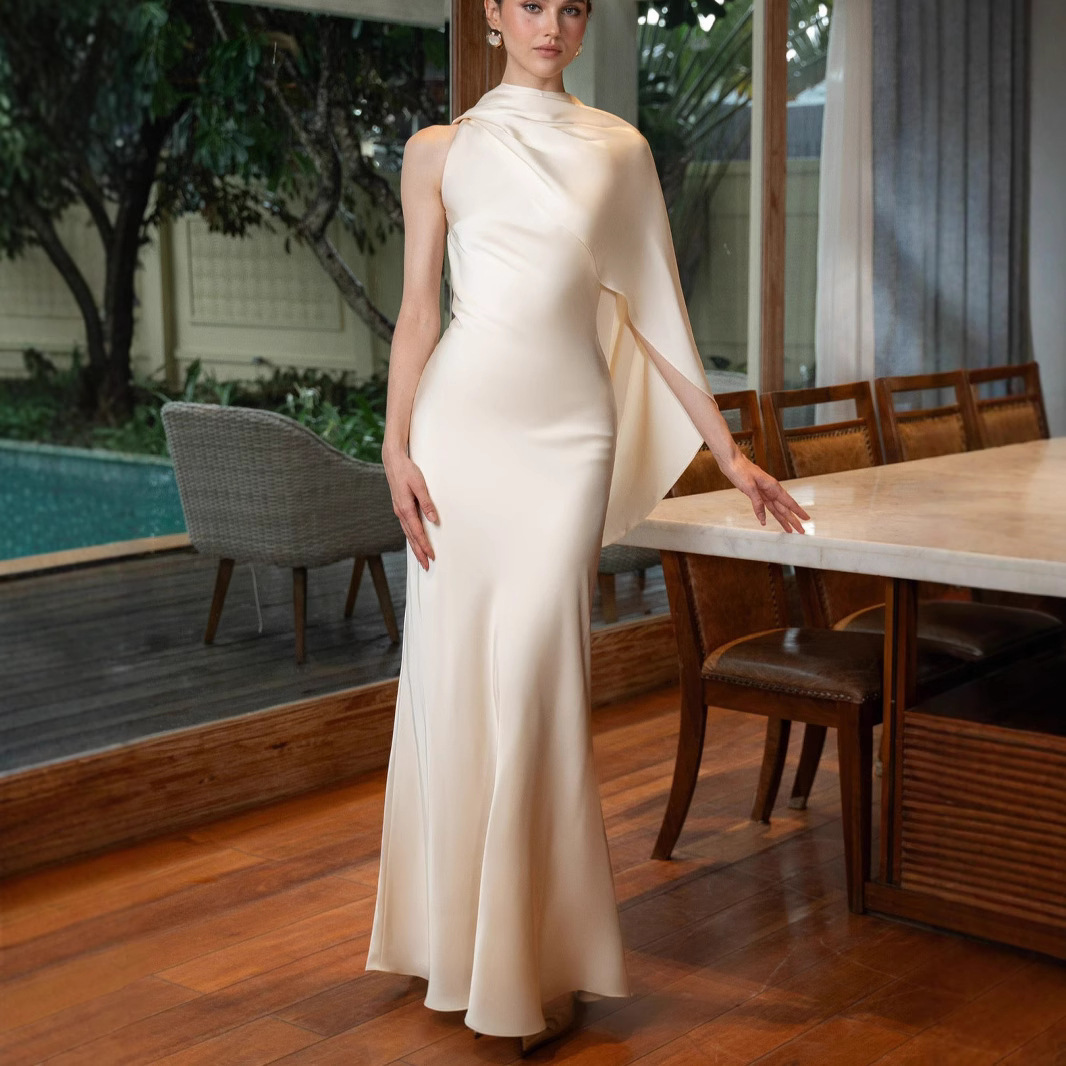 2025 Summer trend New INS Style Elegant Satin Evening Dress European and American Sexy Long Dress New Designer Dress