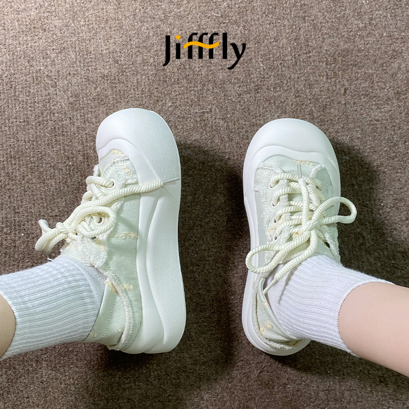Jifffly Women's 2025 Summer New Original Minority White Shoes Versatile Casual Thick Bottom Slip-on