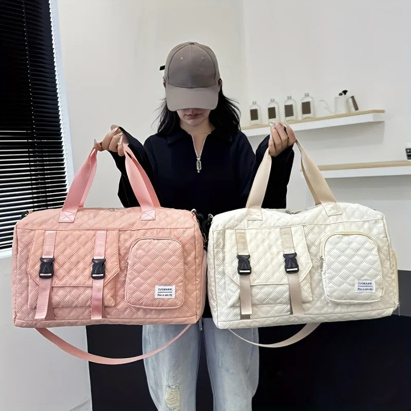 Large Capacity Durable Casual Nylon Argyle Travel Duffle Bag Spacious Portable Sports Gym Bag for Overnight Trips 250801
