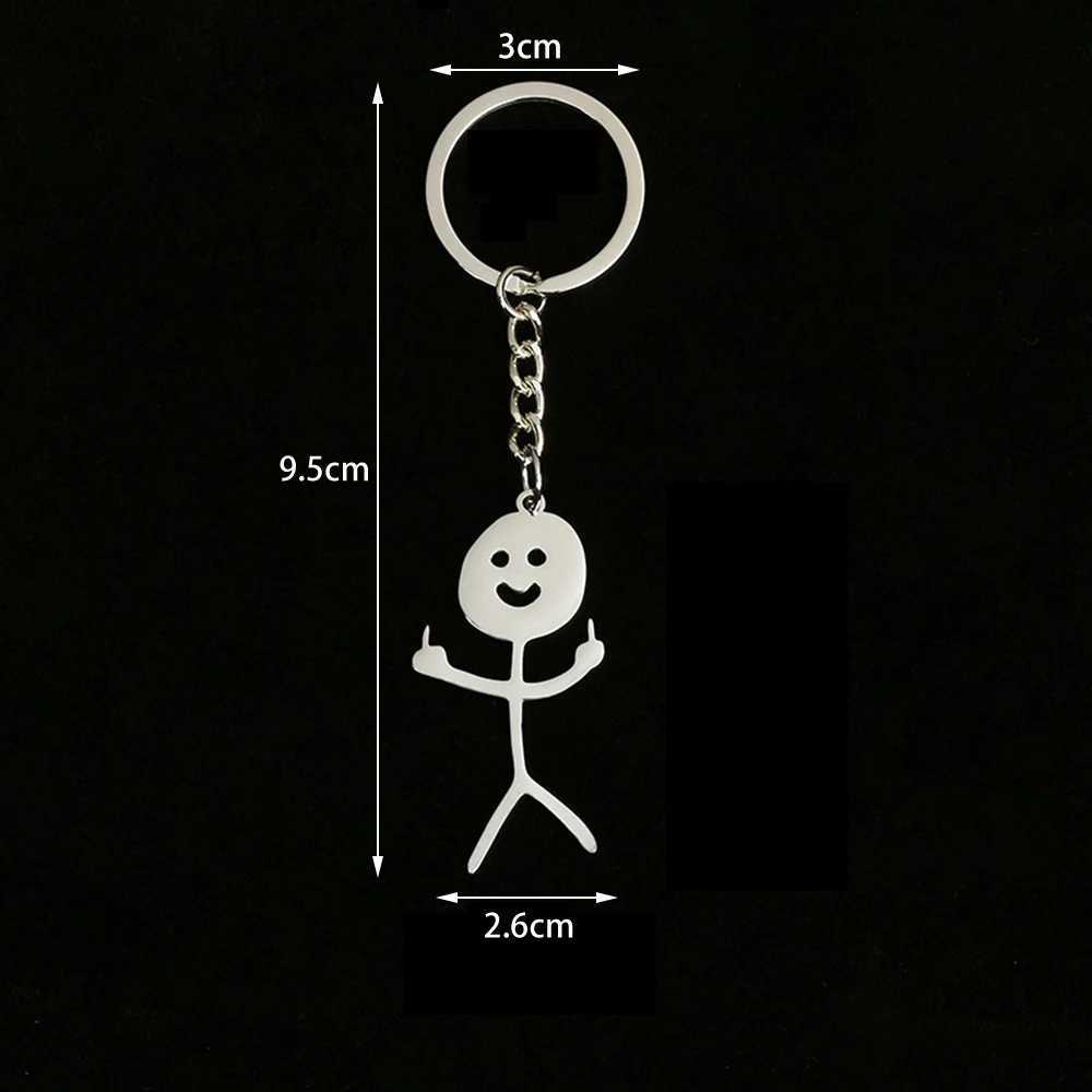 Funny Matchstick Men Keychain Middle Finger Heart to Heart Car Bag Pendant Key Ring Jewelry Couple Friend Gifts Wholesale G250802