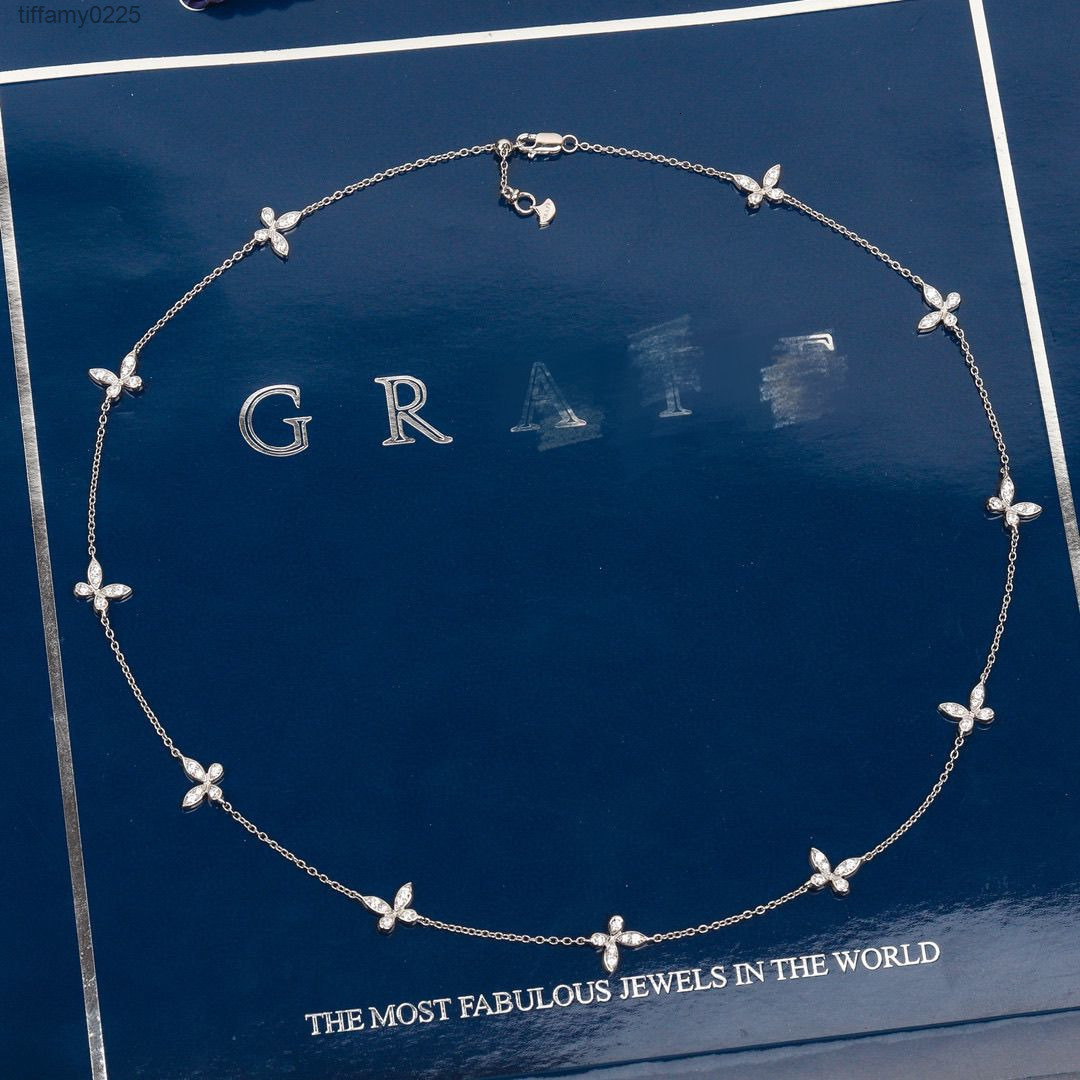 Designer Graffs Phantom Full Diamond Butterfly Necklace High-end Super Fairy Exquisite Hollow Bracelet Dual-use Collarbone Chain Original Version