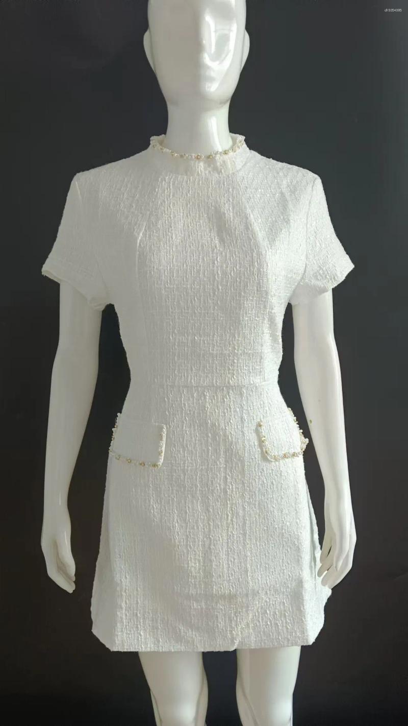 Casual Dresses White Elegant Tweed Short Dress A-line Mini Curvy Luxury Shoulder Pad Black Evening Gowns Party Birthday 2025 Summer