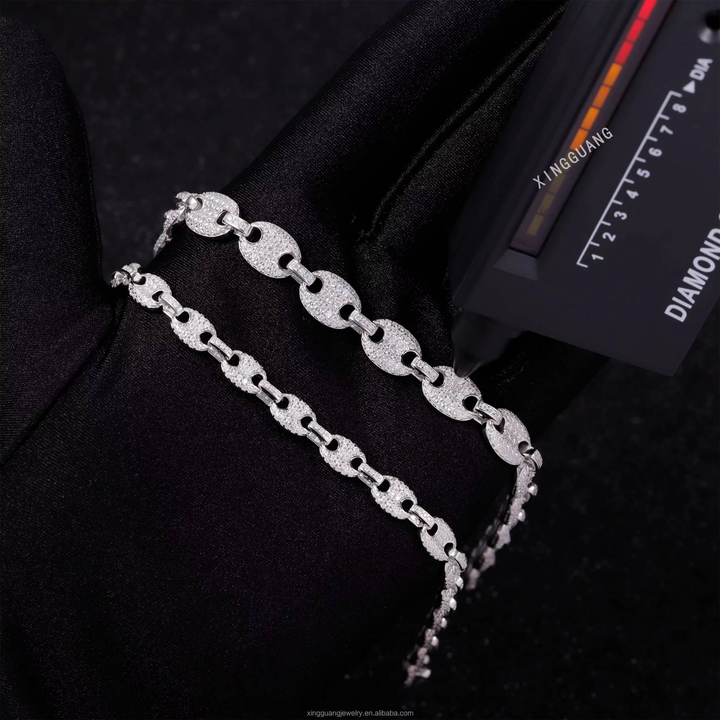Popular Moissanite Bracelet 6mm 8mm Wide Hip Hop Bracelet S925 Silver VVS Moissanite Diamond Cuban Bracelet for Men Women