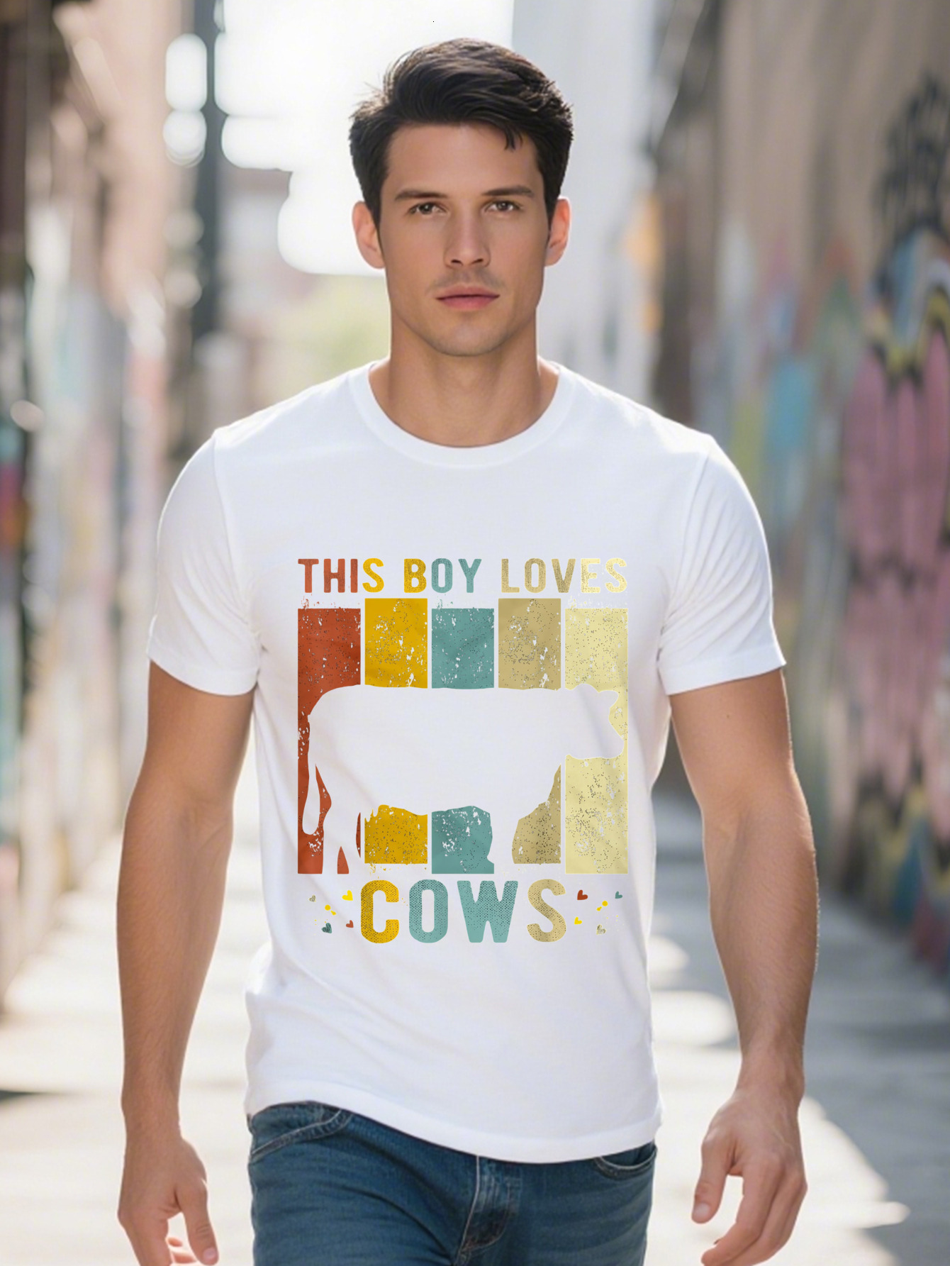 Men's T-shirt Cotton This Boy Loves Cows Boys Cow T Shirt e678f