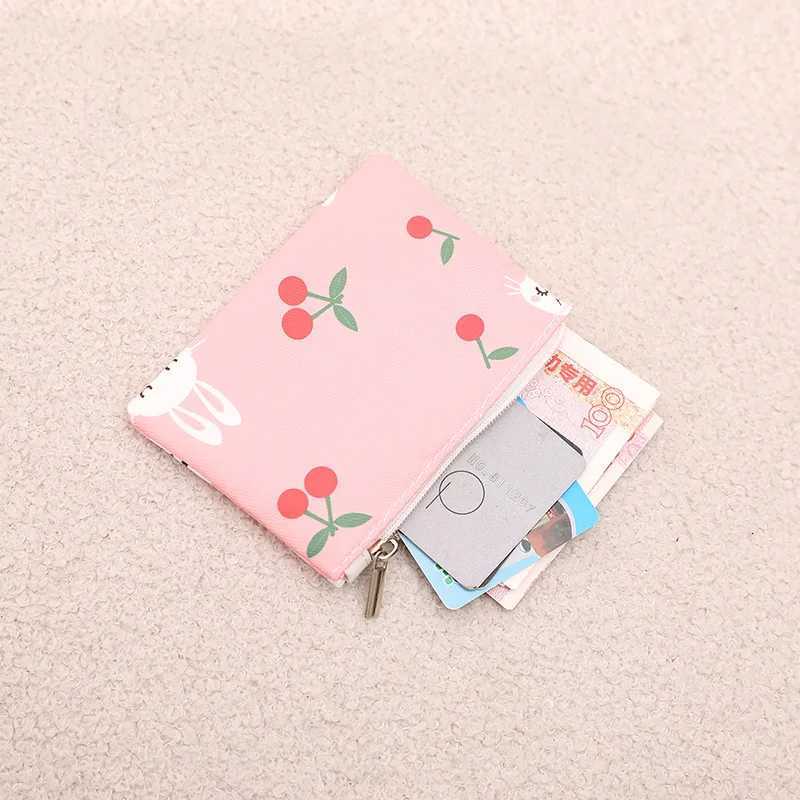 Floral Coin Purse Mini Pocket Wallet Cartoon Fabric Money Pouch Women Coin Card Storage Bag Pink Cherry Daisy Pattern Bag G250802