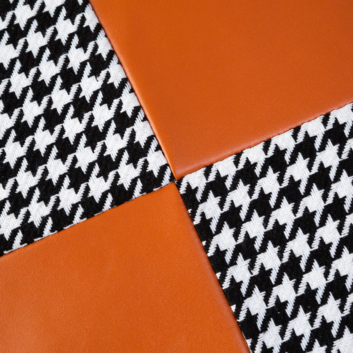 Luxury 45X45cm Square Orange pu Leather Cushion Cover Pillowcase Waist Pillow Cushion Covers Black White Houndstooth Pillow Case 250804