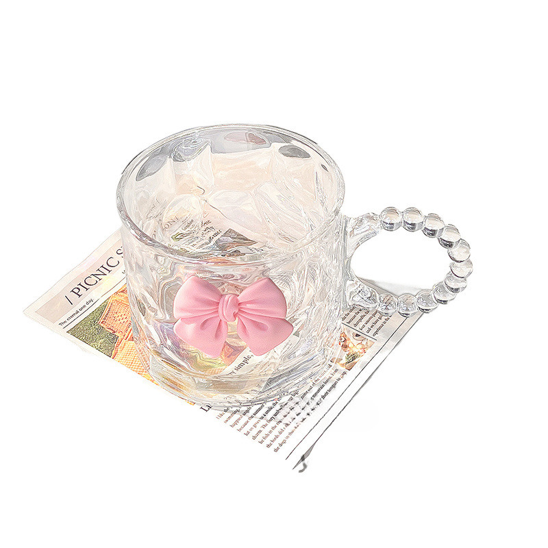 Big Ear Bow Glass Niche Design Ins Style Mug High-Value Water Coffee Milk Cup