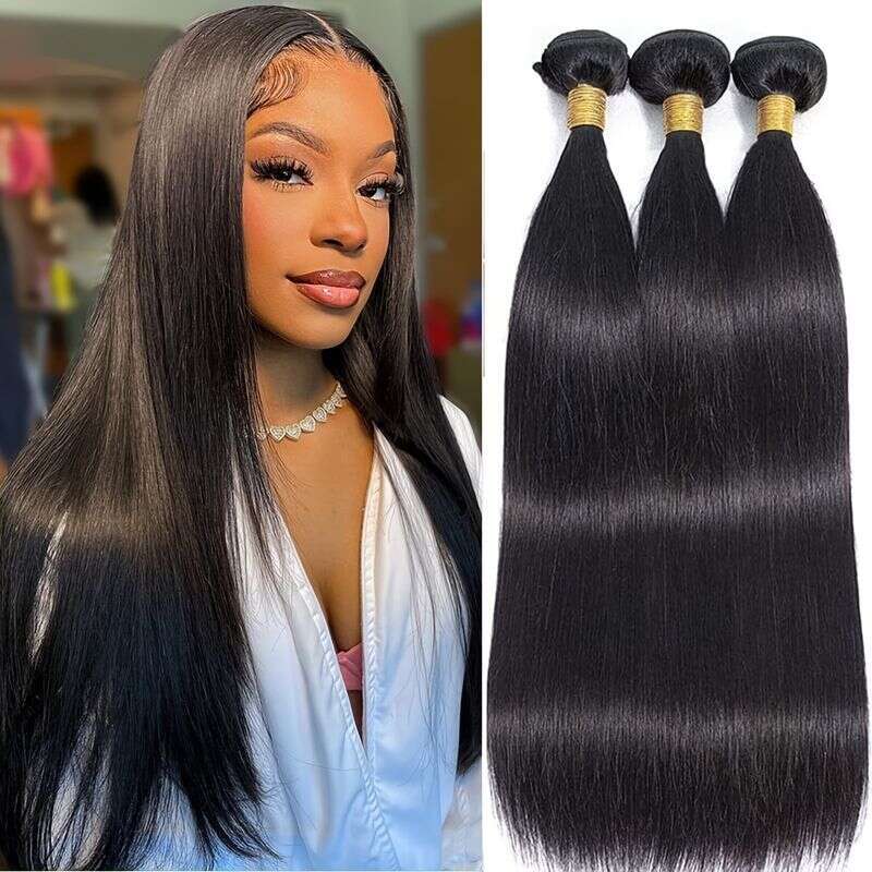 3Pcs Brazilian Human Straight Closed Hair Bundle Spring Three-Piece Combination Set synthetic
