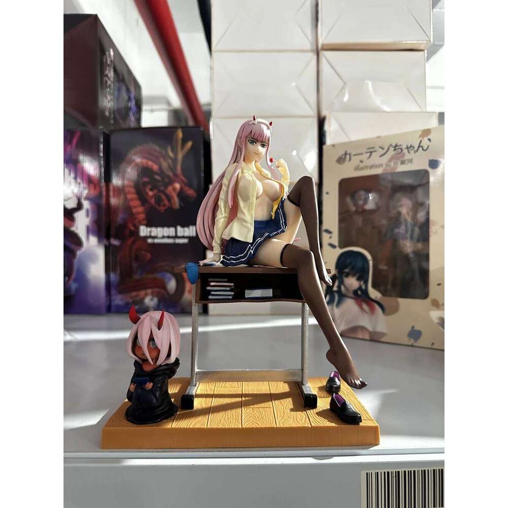 25CM Anime Darling in the FranXX Figure 02 ZERO TWO School Uniform Black Stockings Ver Childhood Model Toy Gift PVC Standing