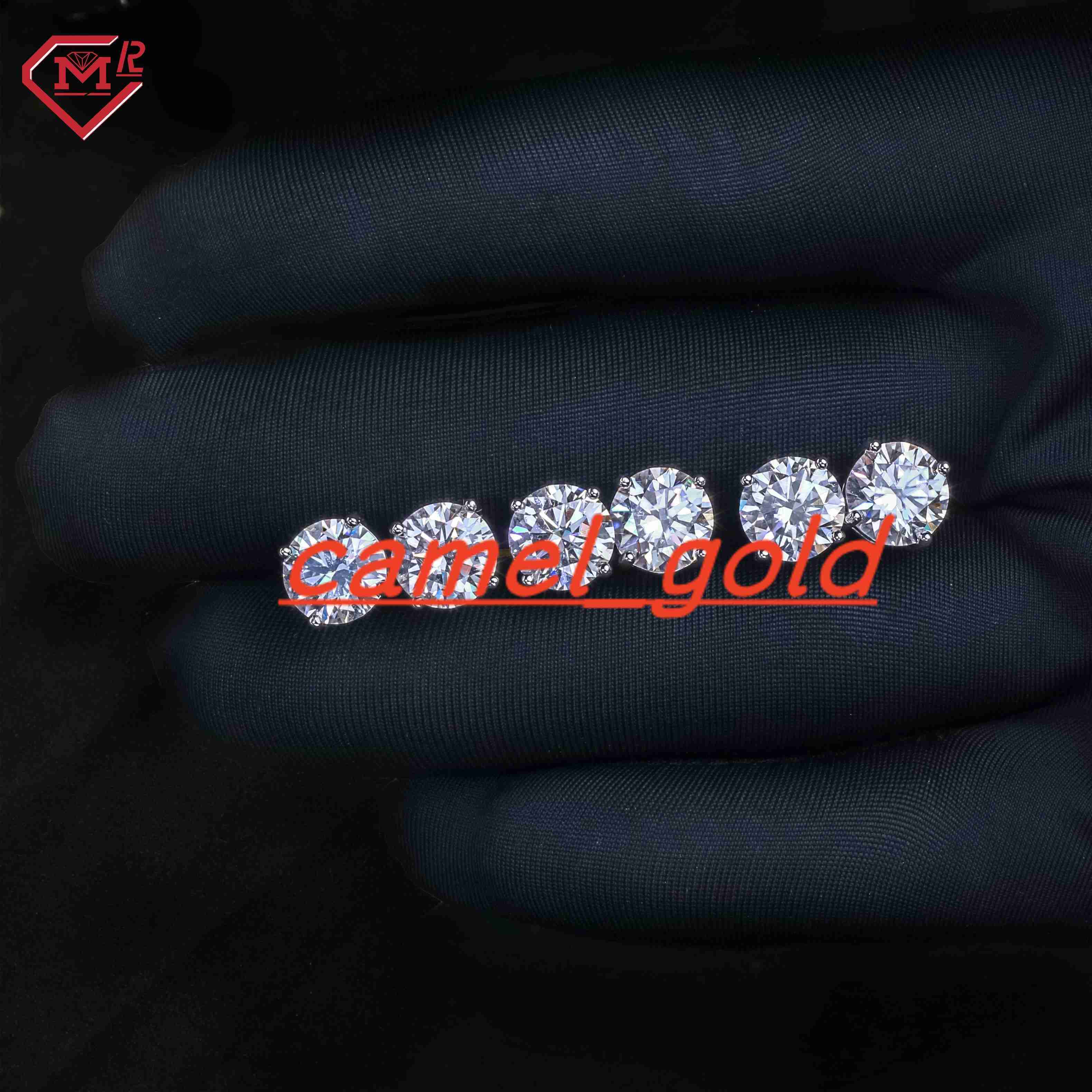Best Selling Mossanite Earrings Stud Solid 925 Sterling Luxury Customized White Gold Plated Moissanite Earrings