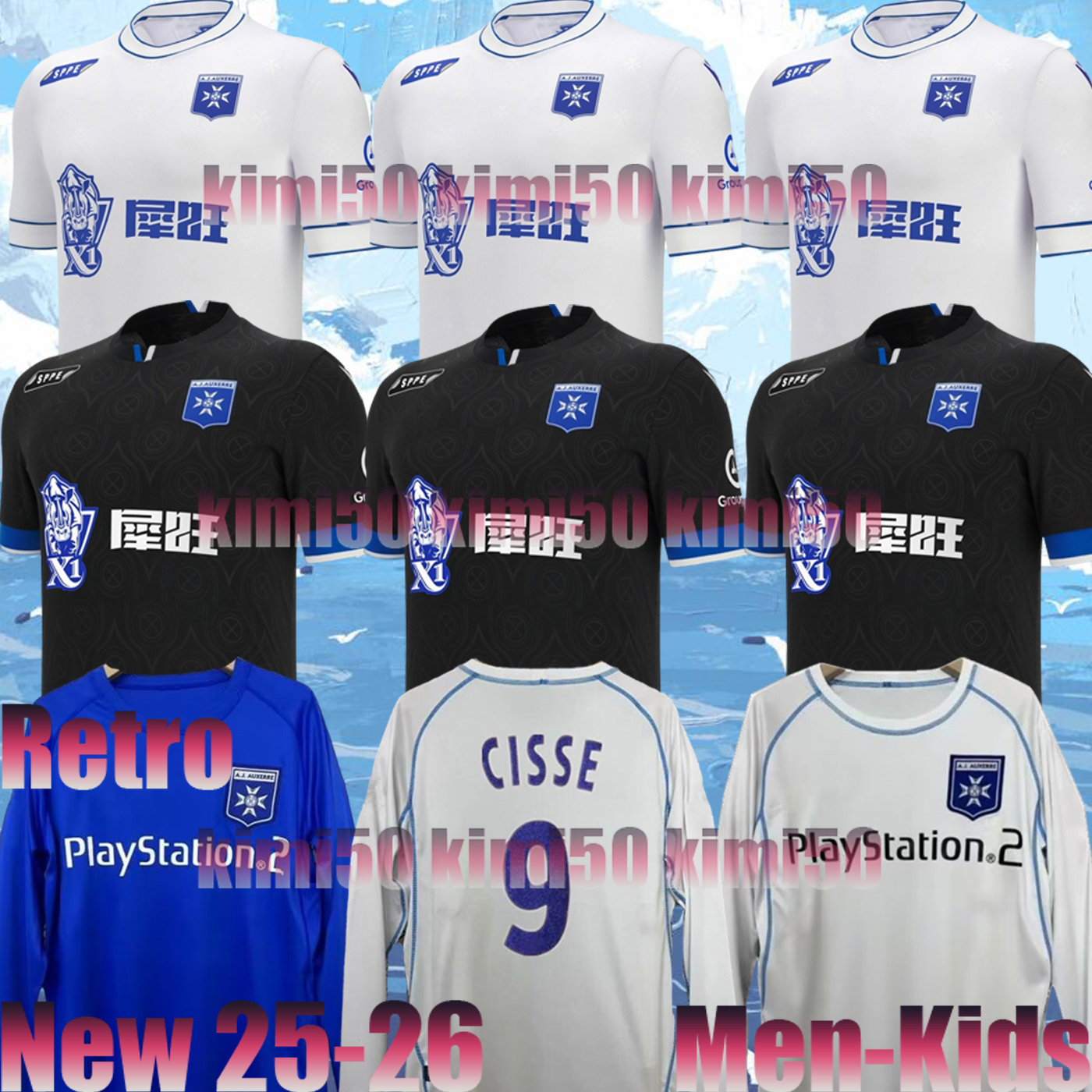 24 25 maillot de foot Auxerre soccer jerseys 2024 2025 03 04 Home Gauthier Hein a Sakhi Alexis Trouillet Gaetan Charbonnier Mathias Autret football shirts Men kids kit