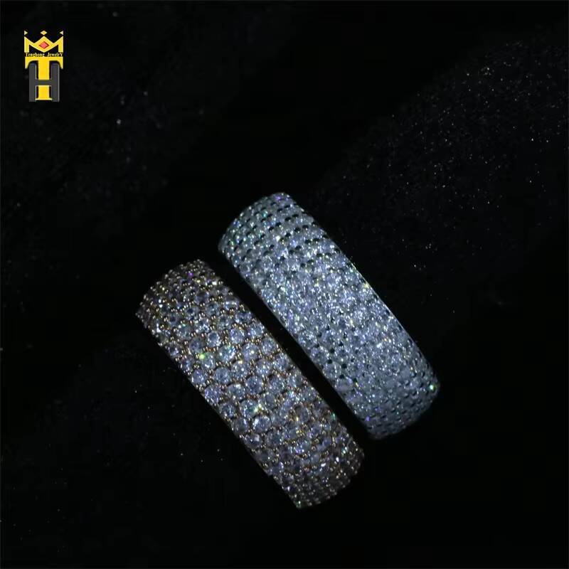 Wholesale Fashion Hip Hop Icedout Gemstone Bling Jewelry Mens Silver Rings