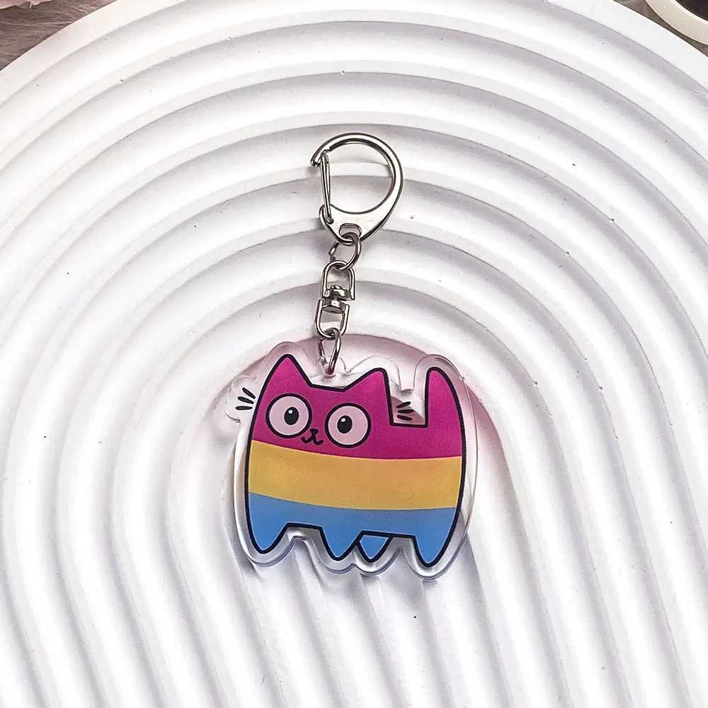 Colorful Cat Acrylic Car Keychain Accessories Bag Charm Cute Cartoon Funny Student Backpack Pendant Keyring Gifts For Friends G250802