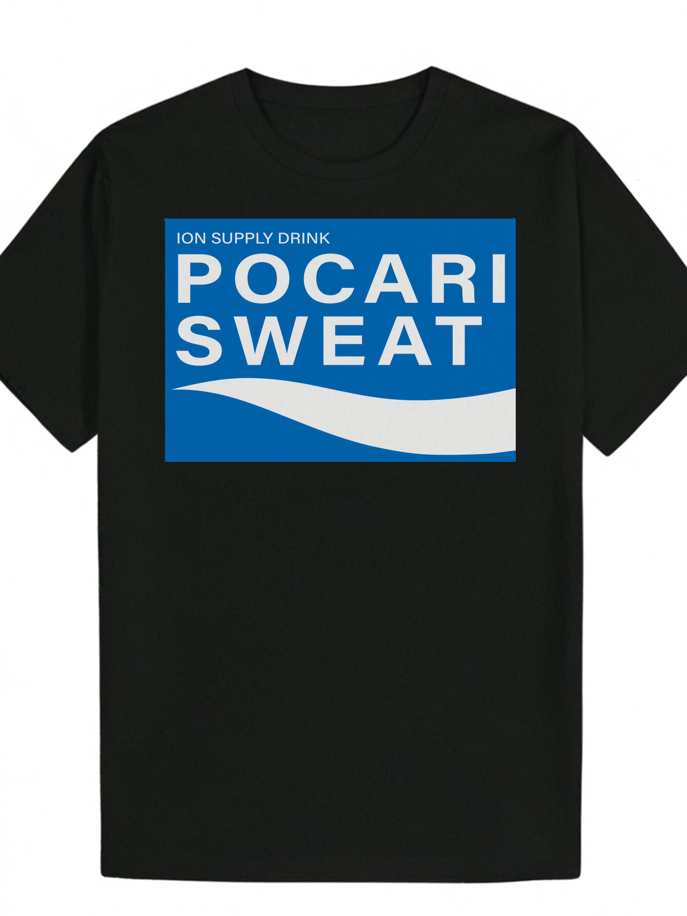 Men's Summer Short Sleeve T-Shirt - Black, Bold White and Blue Letter Pattern Print, Polyester Fiber, Round Neck, Machine Washable, Suitable for 