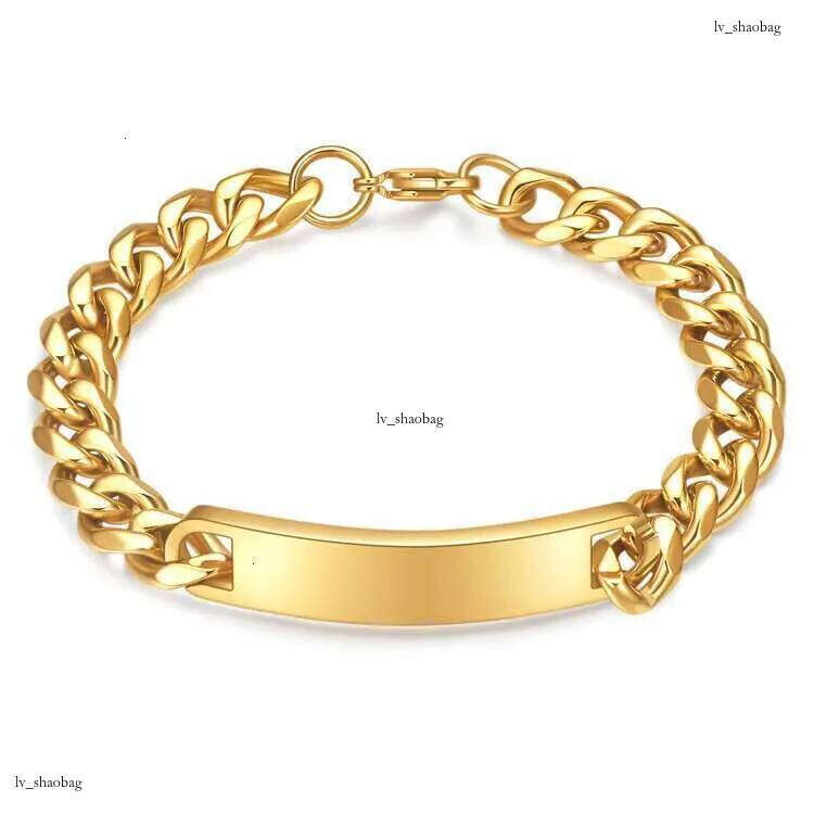 DHCollections Factory Supplier Stainless Steel Adjustable Engraved Custom Cuban Chain Metal Bracelet