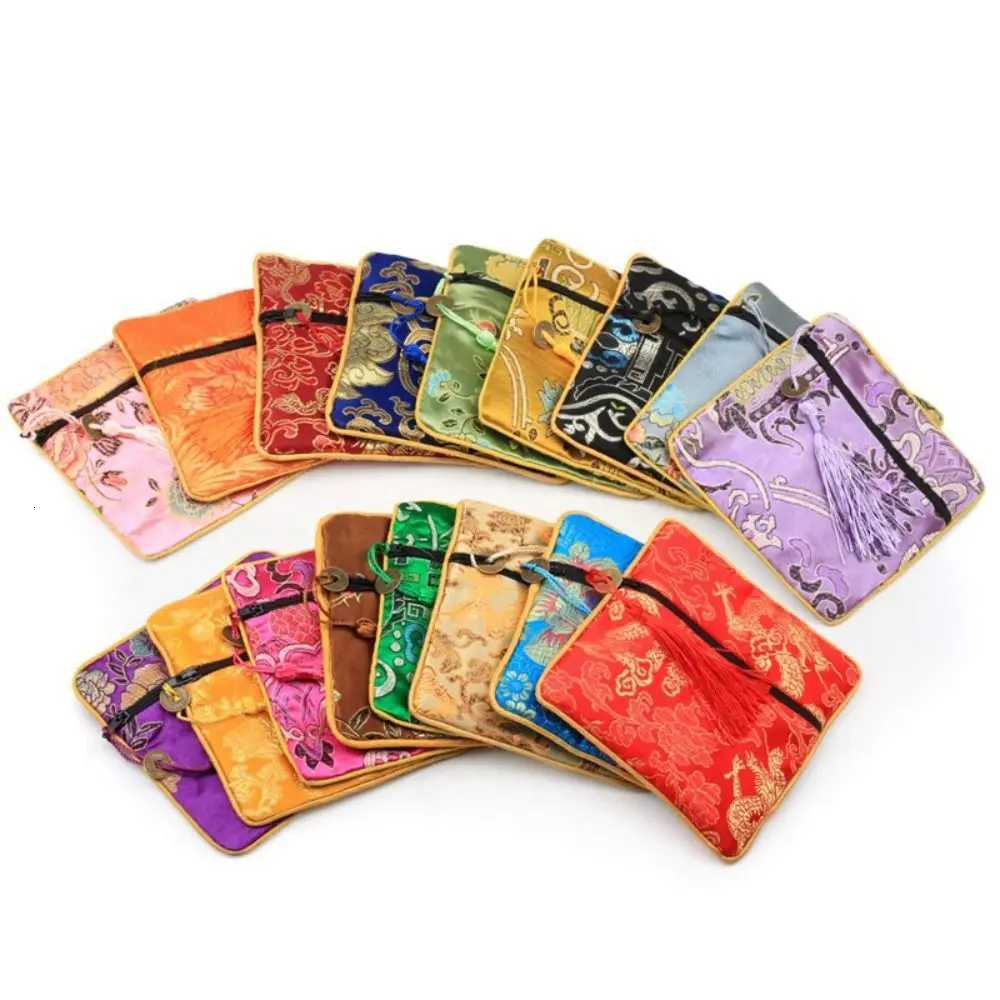 Tassel Mini Embroidery Canvas Coin Purse Copper Cash Pendant Dragon Flower Jewelry Packing Bag Storage Bag Large Capacity G250802